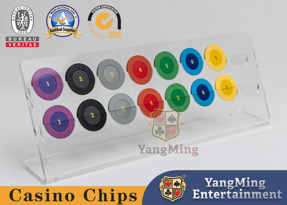 Casino Transparent Chip Rack 16 Round Texas Hold'Em Chips Coins Acrylic Display Rack