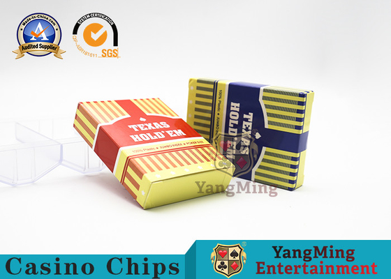 kopen Texas Hold'em Club plastic speelkaarten mat rood en blauw aangepast logo online vervaardiging