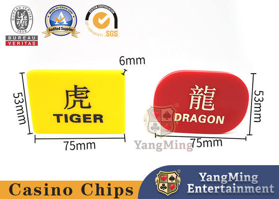 kopen 6mm Dragon Tiger Marker ABS de Acryl Gesneden Kaart van Dragon Tiger Poker Table Game Positioning online vervaardiging