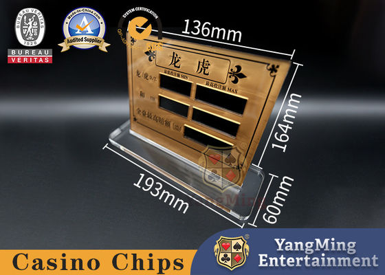 kopen Acryl van het Speltoebehoren van het Serigrafiecasino het Wedden van Dragon Tiger Poker Game Table Limit Teken online vervaardiging