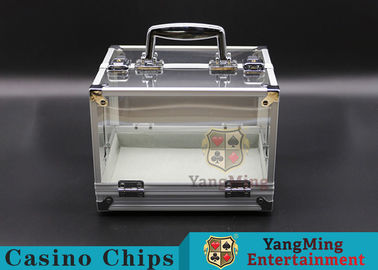 kopen 600PCS dubbel Open Handvat Texas Chip Lockable Cash Box/van de het Kader Hoge Transparantie van de Aluminiumlegering het Schaakzaal online vervaardiging