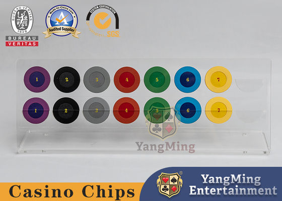 kopen Acrylische transparante tweelaagse 16 stukken ronde chip display rack fabrikant aangepast roulette tafel poker chip munt countertop display rack online vervaardiging