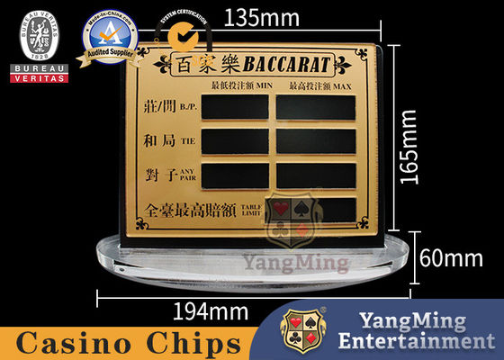 kopen Gouden Transparante Acryl het Vermaakboard Game Limited Rode Kaart Texas Chip Table Manual Digital Sign van de Baccaratpook online vervaardiging