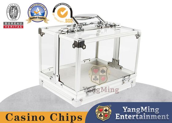 kopen 600 STKS Dubbele Open Handgreep Texas Chip Box Aluminiumlegering frame hoge transparantie Schaakkamer 40mm Chip Box Op Voorraad online vervaardiging