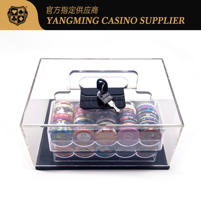 kopen Nieuwe geüpgraded Acrylic 400 Pieces Poker Chips Carrier Texas Hold'Em Chips Box online vervaardiging