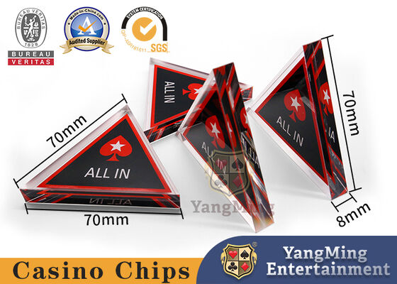 kopen Fabriek Custom Design Texas Poker VIP Club ALL IN Brand Triangle Crystal Acrylic Plastic Wins Bet Dealer Button Brand online vervaardiging