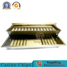 kopen 14 rijen Dubbele laag koper geplatte metaal chip tray met deksel en dubbele slot casino chips tray online vervaardiging