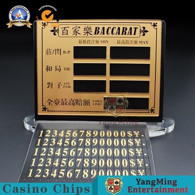 kopen Gouden Transparante Acryl het Vermaakboard Game Limited Rode Kaart Texas Chip Table Manual Digital Sign van de Baccaratpook online vervaardiging
