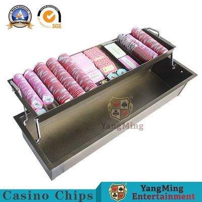 kopen Messing-gekleurd Metaalijzer Double-Layered Chip Tray With Lock Baccarat Poker Acrylclay anti-counterfeiting chip bracket online vervaardiging