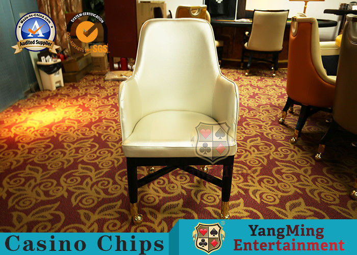 Oak Wood Custom Gambling Poker Table Chair / Stainless Steel Metal Pulley Leather Hotel Chair