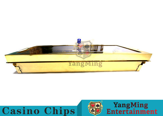 Metalen gelaagd geel 14 compartiment chip tray dubbele laag vergrendeling poker chip drijvende