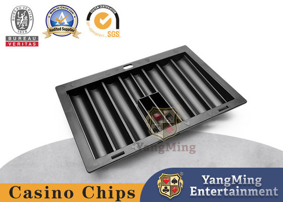Een gloednieuwe zwarte plastic chipbox Texas Hold'em poker tafel tafel 6 grid chip float
