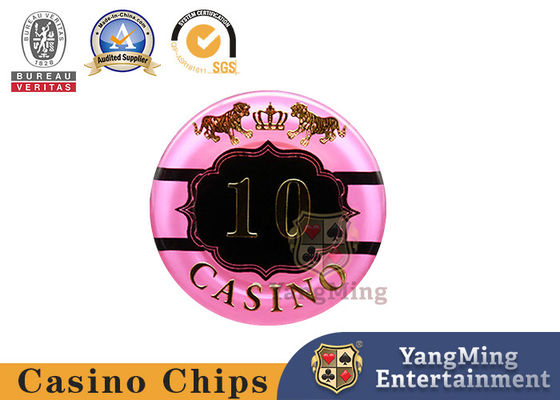 Casino Baccarat Dragon Tiger Acryl Crystal Goud geplatte Poker Game Chips Munten