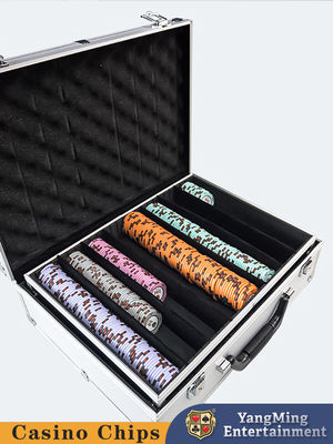Zilveren aluminiumalloy chip box keramische casino poker chips met slot opslag chip case
