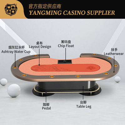 Nieuwe lancering 10-speler Texas Metal Oval Poker Table International Casino Club Poker Table Games
