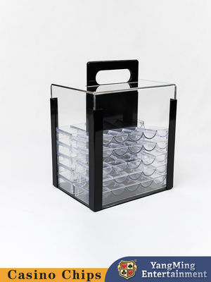 Het casino breekt 1000pcs-Geval Klassieke Acrylpook Chip Fully Transparent Carrier voor 40MM of 43MM Pook Chip With Handle af