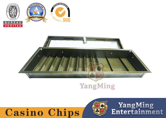 Premium helder zilver 8 rijen ronde klei keramische poker chips set tray casino chips single layer carrier