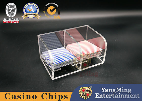Crystal Transparent Acrylic Cow Cow Poker Discard Box Club Game Table 2 Compartment Kaartdoos