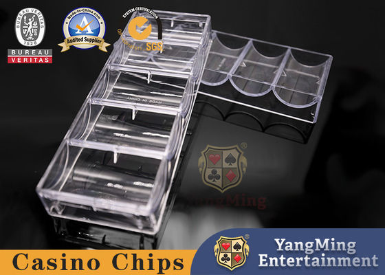 Fabriek Volledig transparante heldere Acryl Aluminium Poker Chip Case Met Chip Tray Fix 100 Ronde Chips