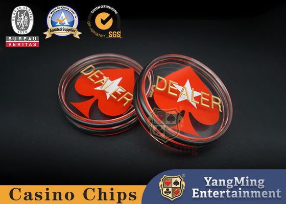 Gambling Club Texas Volledig Transparante Dubbelzijdige Gravure Zilkscherm Knop Dealer