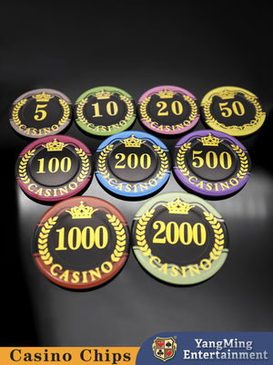 Groothandel Custom Wheat Crown Stamping Acrylic Chips Baccarat Texas Hold'em Casual Games Tafelchips