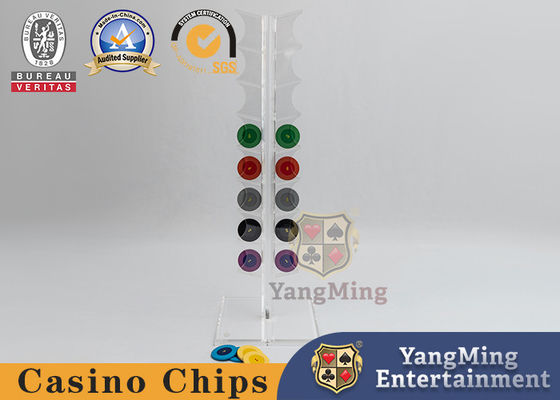 20pcs 40mm Ronde vorm Poker Chips Houder Horizontale sectie Volledig transparant Roulette Casino Table Display