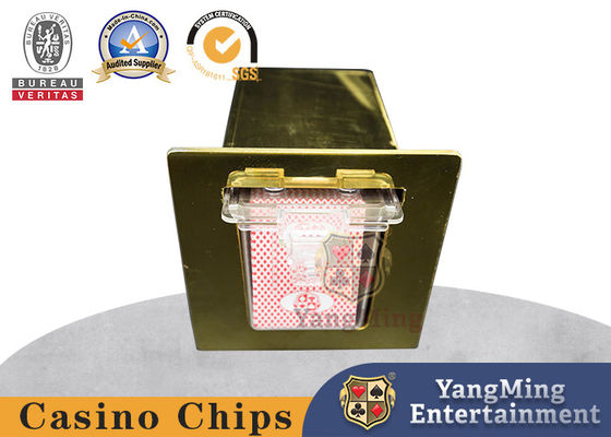 Titanium Geel Roestvrij staal 8 Deck Kaarten Doos Gambling Tafel Accessoires Weggooien Houder