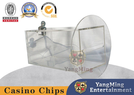 Gokken Baccarat Poker Tafel Kaarten Acryl Drop Box Cash Holder Zwart Ronde Onderkant Met Metalen Slot