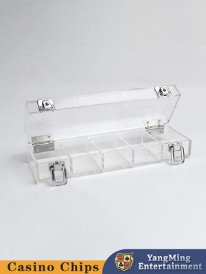 100pcs 5 Rijen om Pook Chips Case Full Transparent Acrylic Plastic 40mm Gokkend Chips Carrier