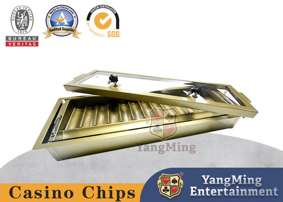 Fabrieksvoorziening 14 rijen Heldergoud Gokken Chips Doppel slot Float Chips Metalen Chips Hoesje Met slot