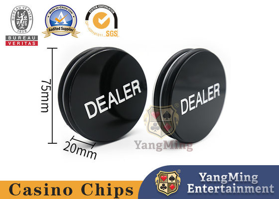 Texas Deluxe Jumbo Zwart Kristal Zwart en wit Gravure Dealer Button Poker Table Dealer