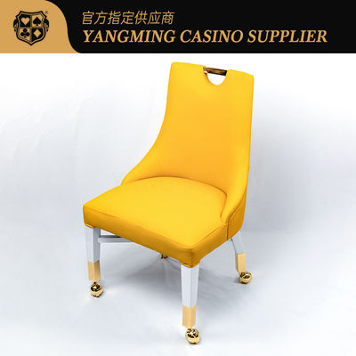 Nieuw ontwerp Macau Casino Comfort Leer Houten Poker Chair Spelers Casino Chair met wielen
