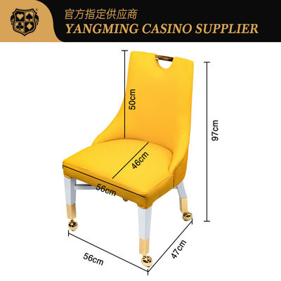Professional Customized Pullout Casino Chairs Leather Solid Wood Casino Player Chairs with Gold Wheels