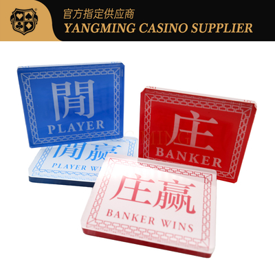 Hoog-Transparant Kristal Acryl Baccarat Chinees & Engels Dealer Code Plaat Rood & Blauw Dubbelzijdig Zeefdruk