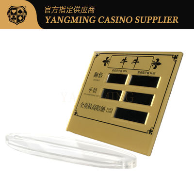 Casino Bull Poker Table Limited Red Card Acrylic Plastic Screen Printing Kan aangepast worden
