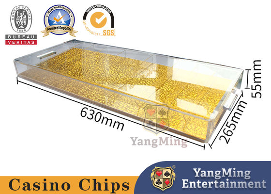 Draagbare Gouden de Draadbodem Acryl Plastic Chip Holder van Casinochip tray dragon tiger baccarat table translucent