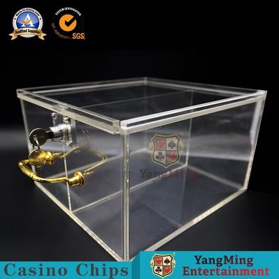 De transparante Dikke Acryl twee-Net Chip Box Custom Metal Lock-Draagbare Pook Chip Card Storage Box van de Luxeversie
