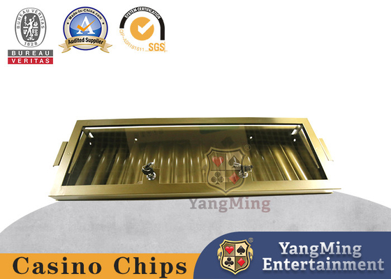 15 Raster Goud Chip Tray Rack Box Roestvrij staal IJzer Materiaal Acryl Transparent Cover Texas Hold'em Tafel