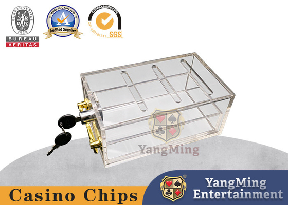 Fully Transparent 8 Pairs 90mm  Solitaire Portable Casino Poker Card Box With Lock