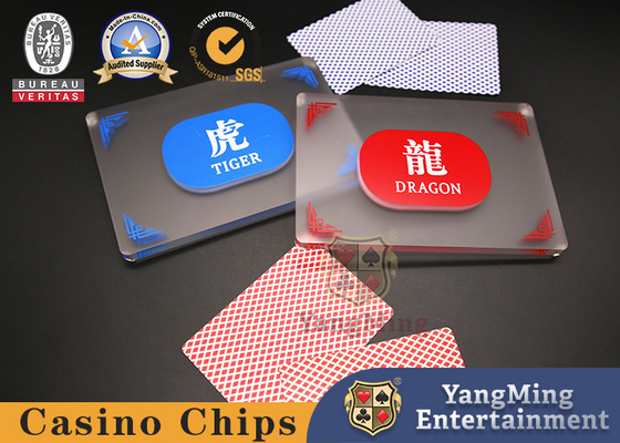 Persoonlijke doorzichtige Acryl Frosted Dragon And Tiger Chuang Poker Table Positioning Card